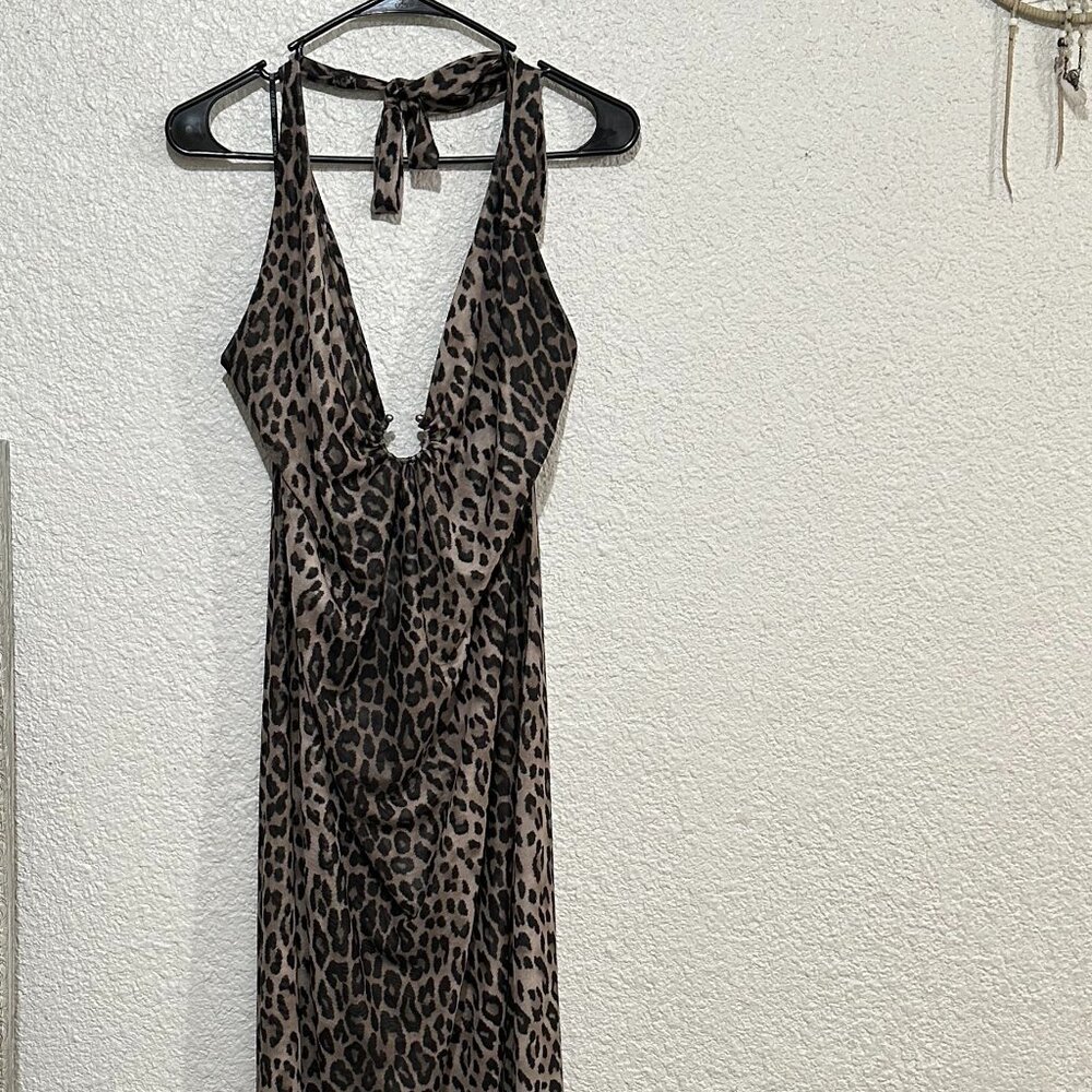 Leopard Halter Maxi Dress